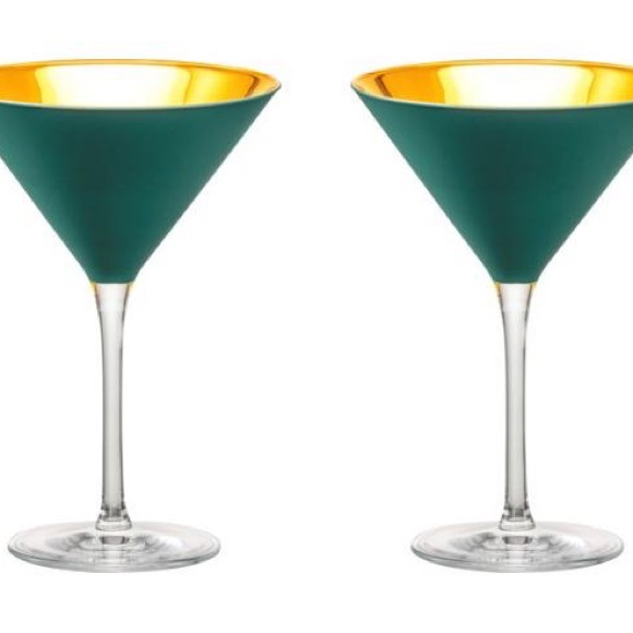 Emerald Green 24 Karat Gold Martini Glass - Picture 1 of 2